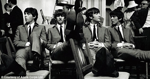 The Beatles during rehearsals for The Ed Sullivan Show, 1964